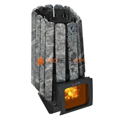 Дровяная банная печь Grill’D Cometa Vega 350 Short Window Max Stone (Серпентинит)