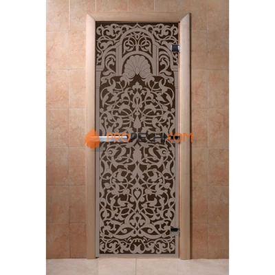 Дверь для бани DoorWood с рисунком Флоренция Черный жемчуг матовая, 1900x700 мм