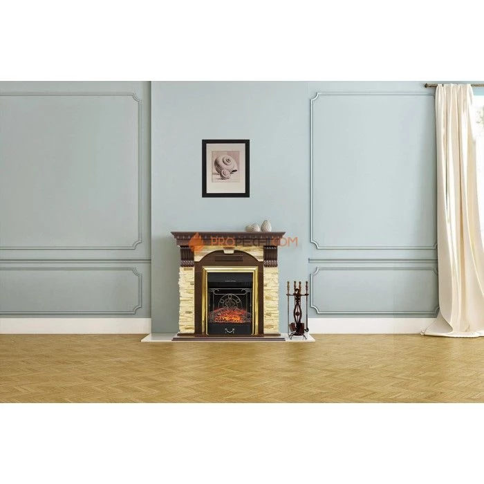 Каминокомплект Royal Flame Dublin - Венге / Сланец белый с очагом Majestic FX M Brass