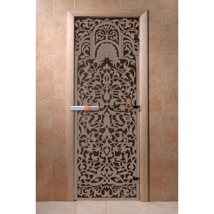 Дверь для бани DoorWood с рисунком Флоренция Черный жемчуг матовая, 1900x700 мм