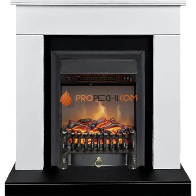 Каминокомплект Royal Flame Bergen (Разборный) - Белый с черным (Ширина 900 мм) с очагом Fobos FX M Black