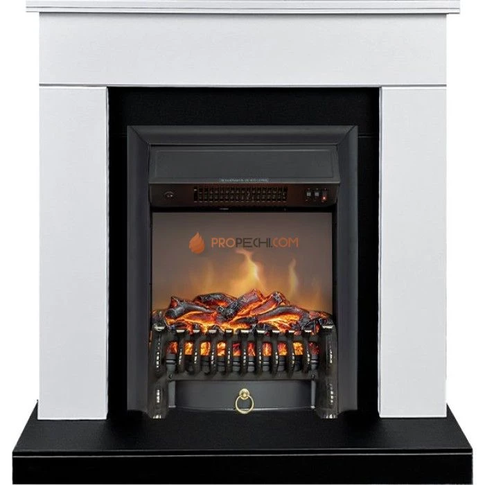 Каминокомплект Royal Flame Bergen (Разборный) - Белый с черным (Ширина 900 мм) с очагом Fobos FX M Black