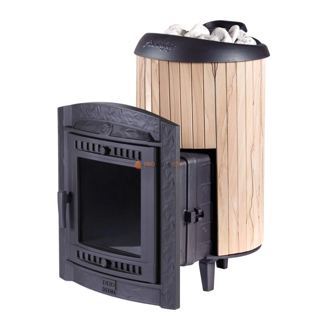 Печь банная «Атмосфера L» в ламелях «Окаменевшее дерево»