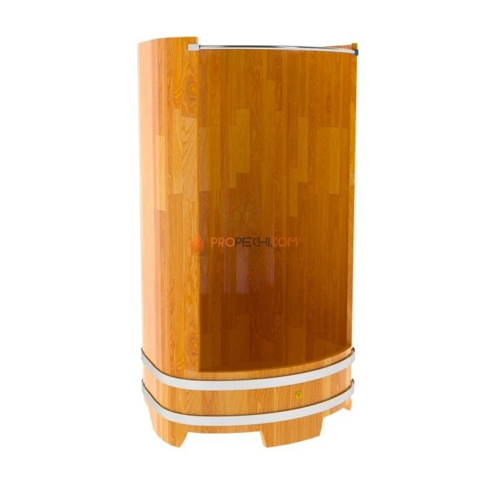 Душевая кабина BentWood большая с держателем для шторки (лиственница натуральная сращенная)