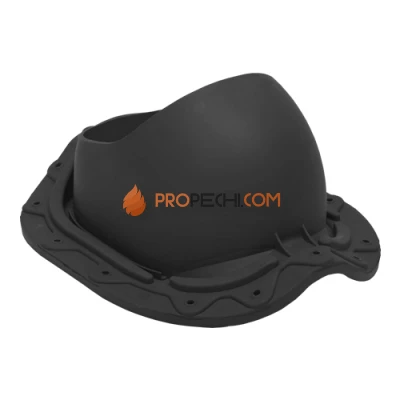 Проходной элемент трубы вентиляции, металлочерепица, черный