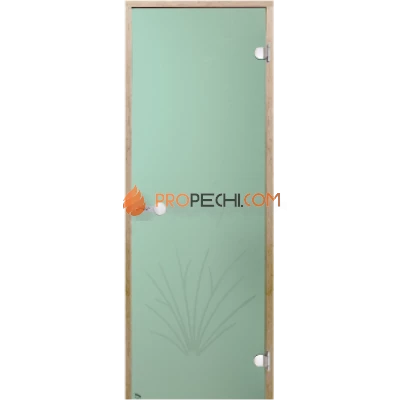 Дверь для бани Harvia STG 8x19 коробка ольха, стекло зеленое Камыш