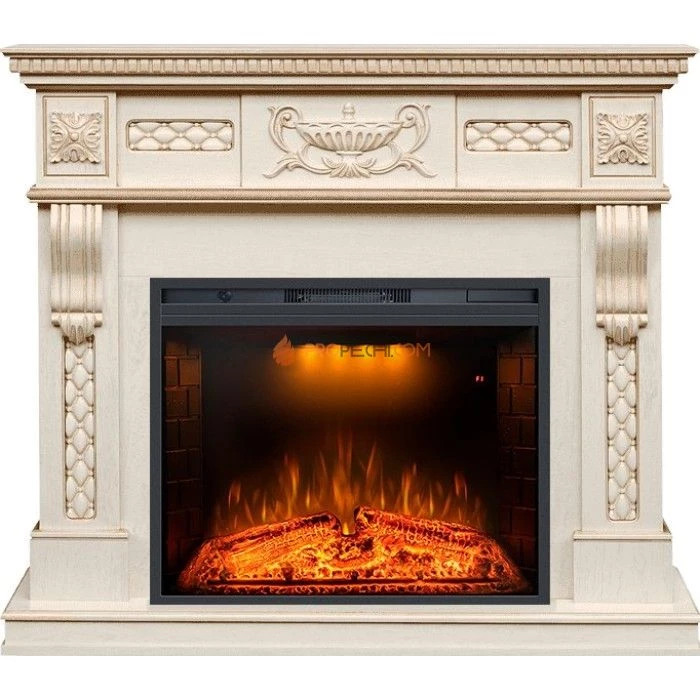 Каминокомплект Royal Flame Corsica - Слоновая кость с патиной с Электрическим очагом Royal Flame Emerald 28