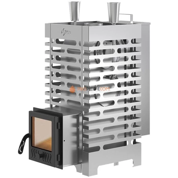 Дровяная печь для бани ASTON 20 INOX стекло АКВА