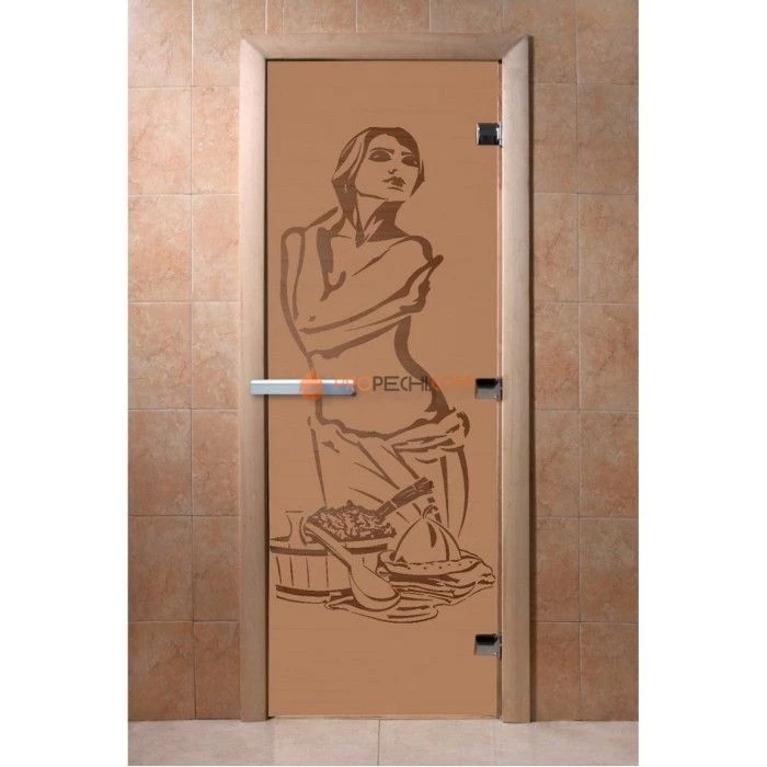 Дверь для бани DoorWood с рисунком Искушение Бронза матовая, 1900x800 мм