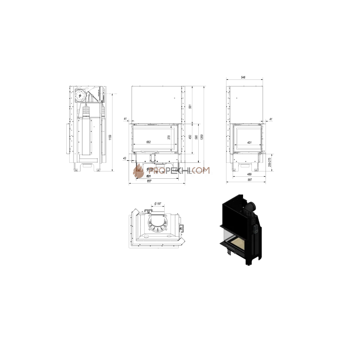 Каминная топка Kratki MBM/L/BS/G/SG (гнутое стекло) (10 кВт)