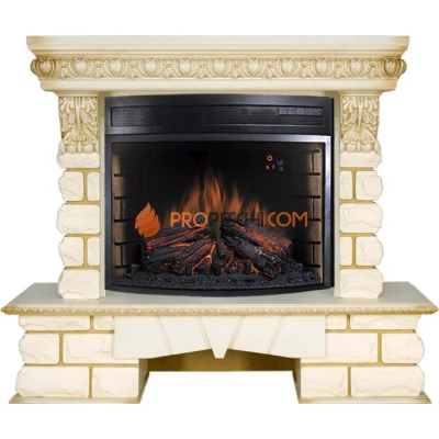 Каминокомплект Royal Flame Pierre Luxe LORD - Слоновая кость / Белый с очагом Dioramic 28 LED FX