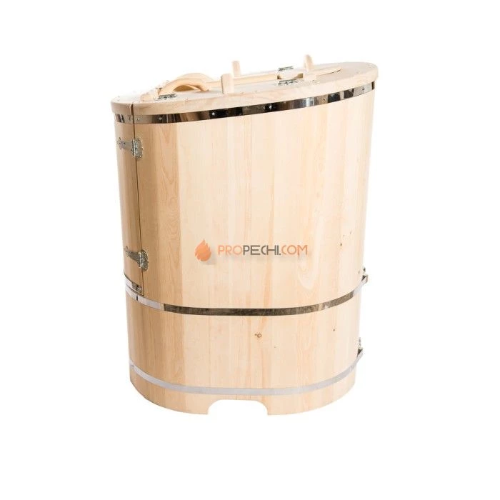 Фитобочка овальная НКЗ PREMIUM из кедра, со скошенной крышкой, 130x78x100 см / 40 мм