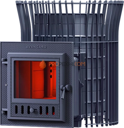 Чугунная банная печь Гефест Авангард 24 М сетка тюльпан