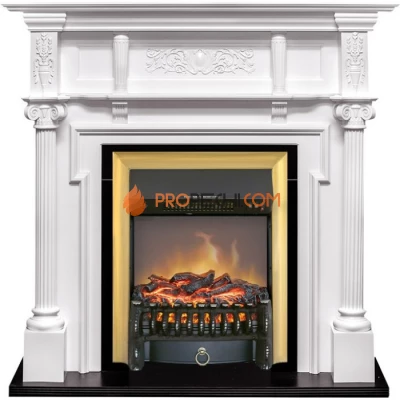 Каминокомплект Royal Flame Oxford - Белый с очагом Fobos FX M Brass