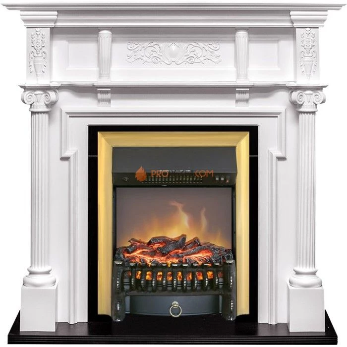 Каминокомплект Royal Flame Oxford - Белый с очагом Fobos FX M Brass