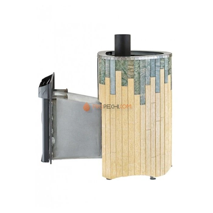 Дровяная печь для сауны Ферингер Мини До 16 м³ - Жадеит + Сильвия Оро - обрамление Металл