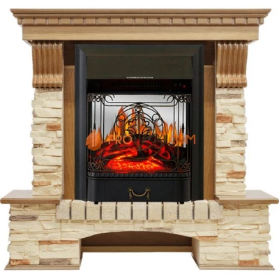 Каминокомплект Royal Flame Pierre Luxe - Дуб / Сланец с очагом Majestic FX M Black