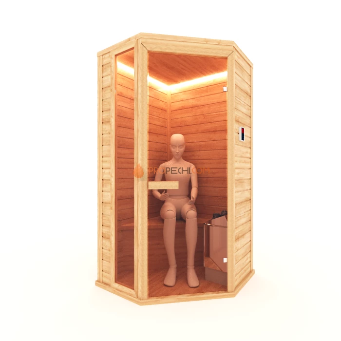 Финская сауна НКЗ 1-местная угловая 95x120x200 см