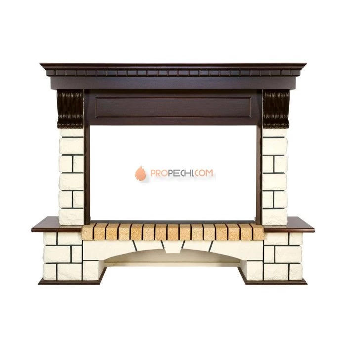 Каминокомплект Royal Flame Pierre Luxe - Темный дуб / Белый (Ширина 1380мм) с очагом Dioramic 33W LED FX