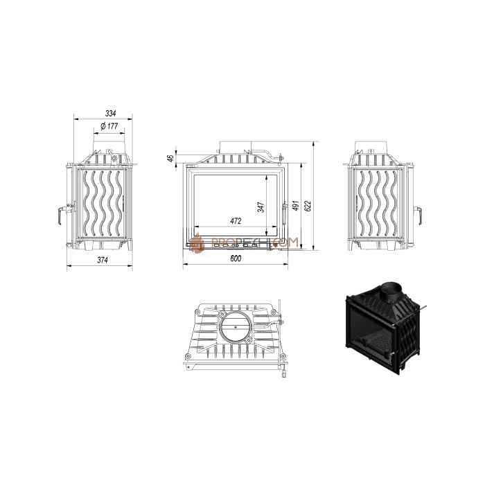 Каминная топка Kratki ANTEK/PF/150 10 кВт