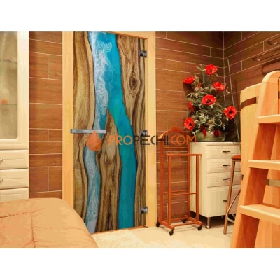 Дверь для бани DoorWood с фотопечатью (СЛЭБ-05), 2000x800 мм