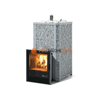 Дровяная печь для бани ИзиСтим Ялта 40/2024 в кожухе Модерн серый