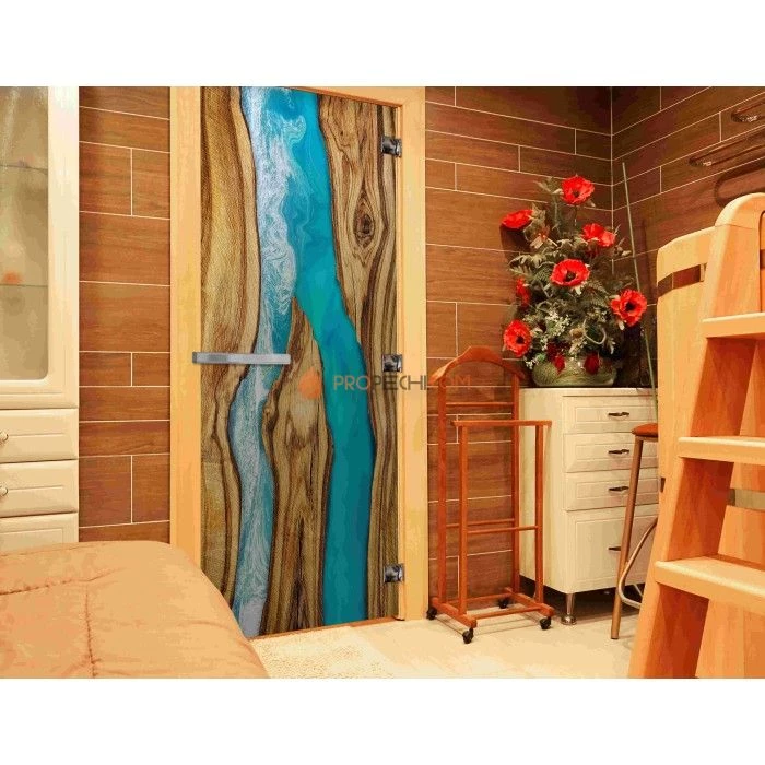 Дверь для бани DoorWood с фотопечатью (СЛЭБ-05), 2000x800 мм