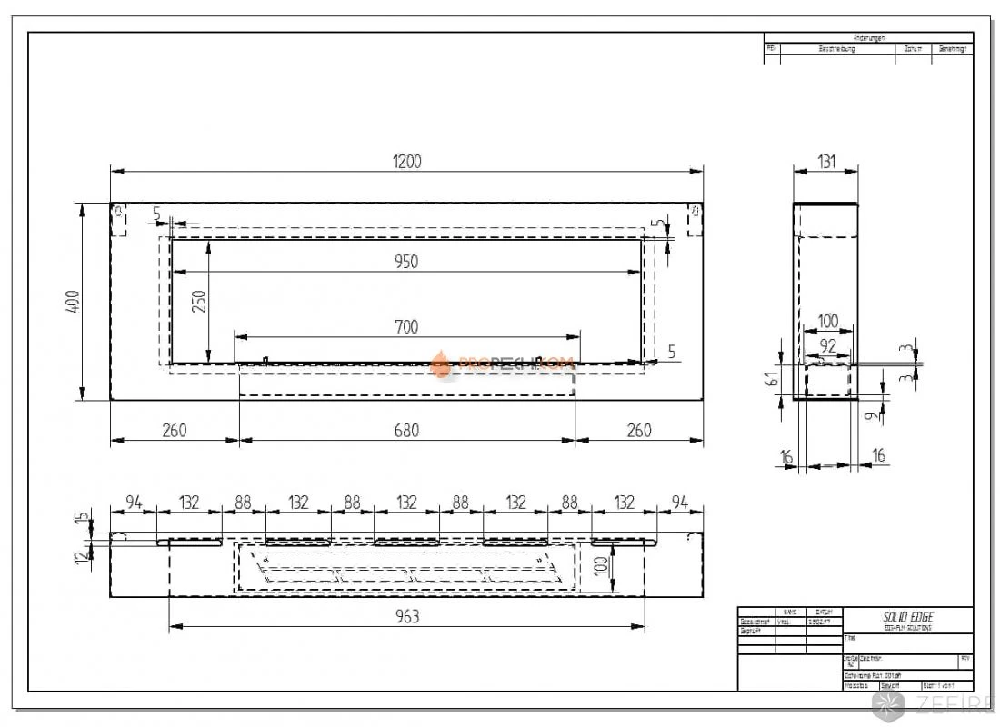 Биокамин Zefire Orion 1200 с белой рамкой