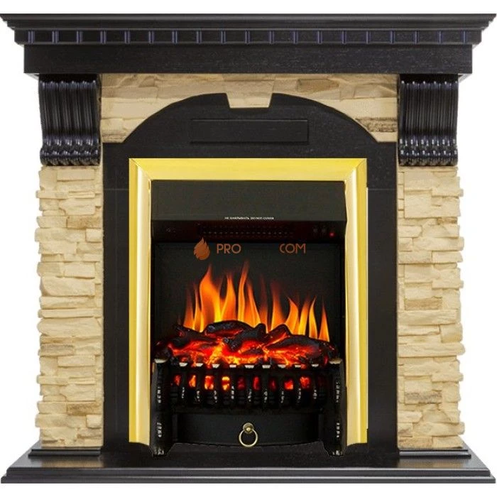 Каминокомплект Royal Flame Dublin - Венге / Сланец с очагом Fobos FX Brass