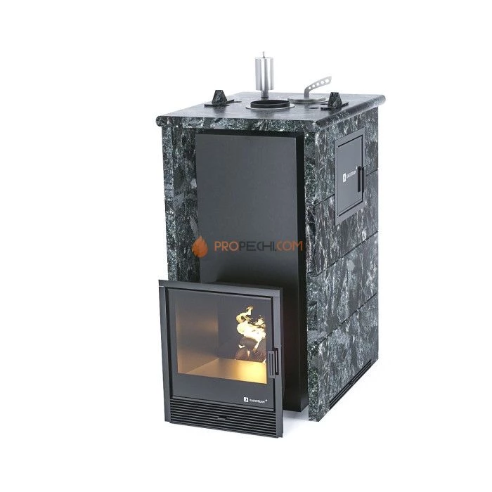 Дровяная печь для бани ИзиСтим Геленджик М2 в трехстороннем кожухе из пироксенита