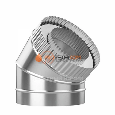 Сэндвич-отвод ЭЛИТ 180/250 мм. 45" 304 нерж. (0,8 мм)