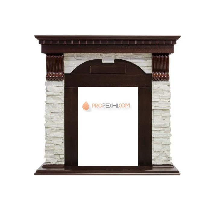 Каминокомплект Royal Flame Dublin - Темный дуб / Сланец белый с очагом Fobos FX Black