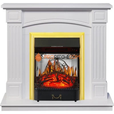Каминокомплект Royal Flame Boston - Белый (Высота 925см) с очагом Majestic FX M Brass