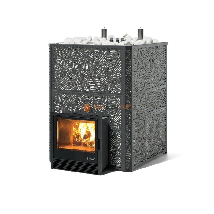 Дровяная печь для бани ИзиСтим Ялта 80 К/2024 в кожухе Модерн черный