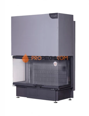 Каминная топка Экокамин ДЕЛЬТА 1200 B три стекла принтинг черный шамот