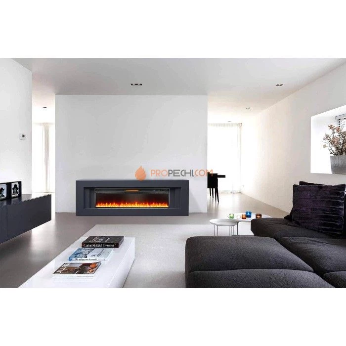 Каминокомплект Royal Flame Line 42 CRM (санд блэк) (Разборный) - Матовый черный с очагом Vision 42 LOG LED