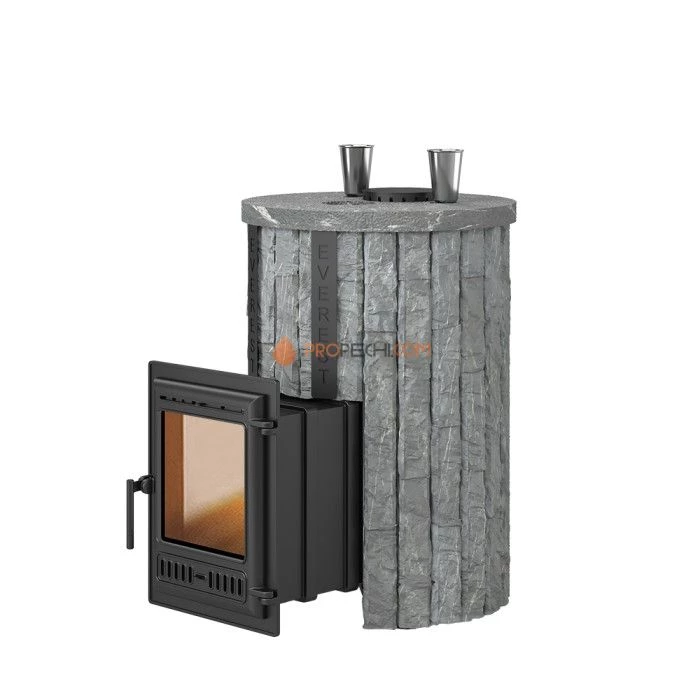 Чугунная печь для бани Эверест Steam Master 30 Ламель Рваный камень, S-20