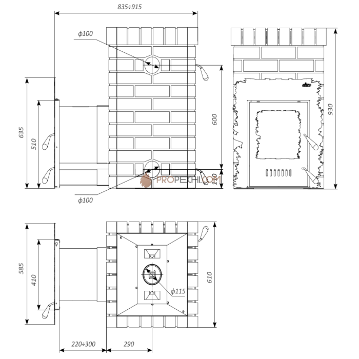 Дровяная банная печь Grill’D Retro Long (Камень колотый 20 кг)