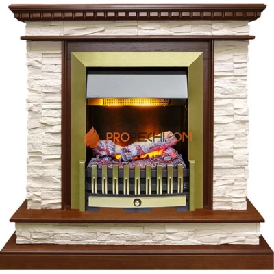 Каминокомплект Dimplex Calgary - Дуб / Сланец беженый с очагом Danville Antique Brass FB2