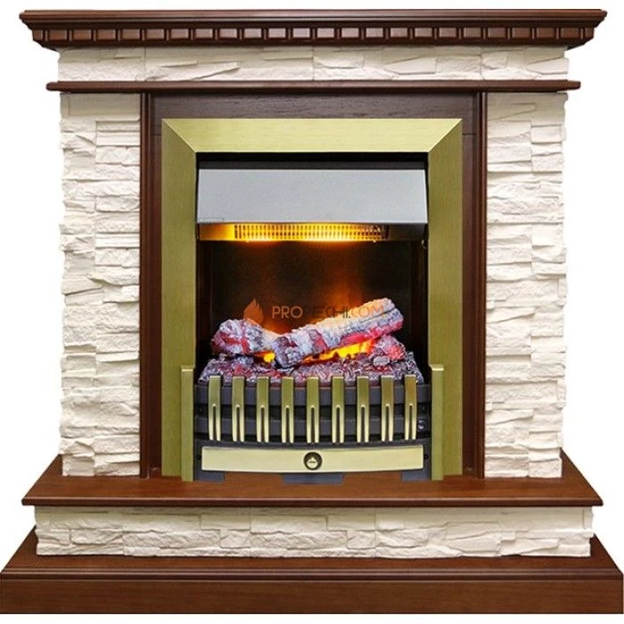 Каминокомплект Dimplex Calgary - Дуб / Сланец беженый с очагом Danville Antique Brass FB2