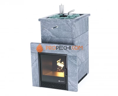 Печь для бани Изистим Сочи в полноценном кожухе с открытым верхом Талькохлорит