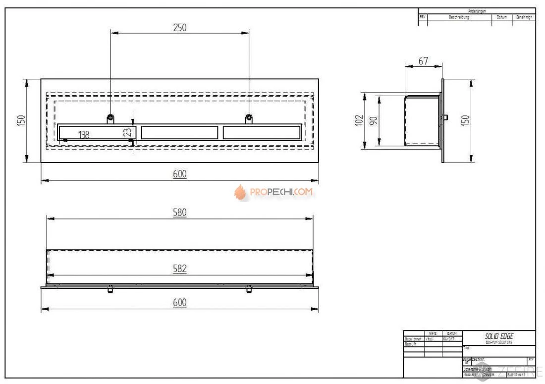 Прямоугольный контейнер Zefire 600 с крышкой внутри