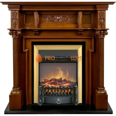 Каминокомплект Royal Flame Oxford - Орех с очагом Fobos FX M Brass