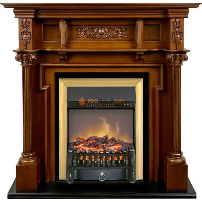 Каминокомплект Royal Flame Oxford - Орех с очагом Fobos FX M Brass