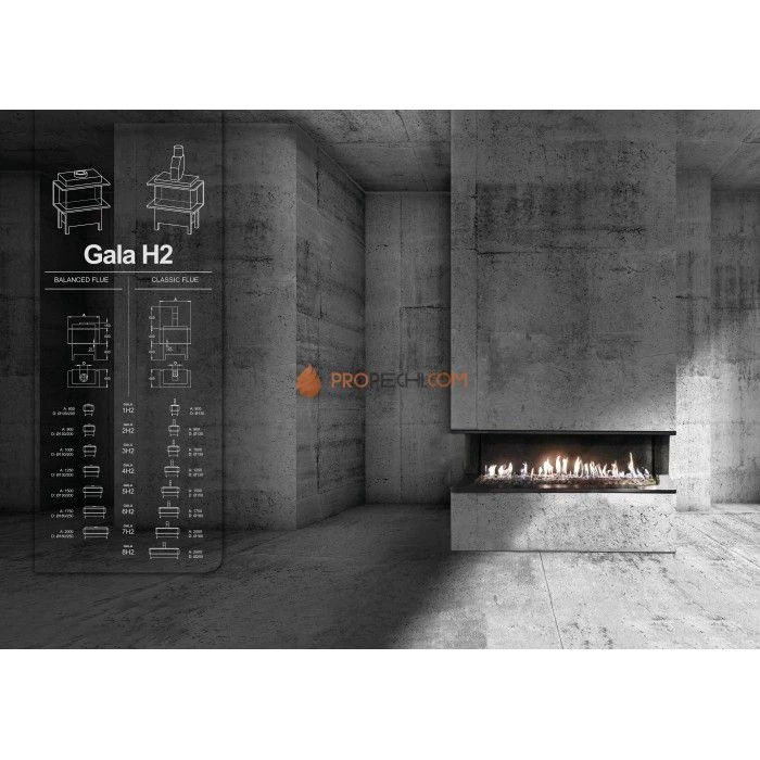 Газовая топка Vero Design Gala Трёхсторонний (800x400 мм) D130/200 мм, горелка Line burner