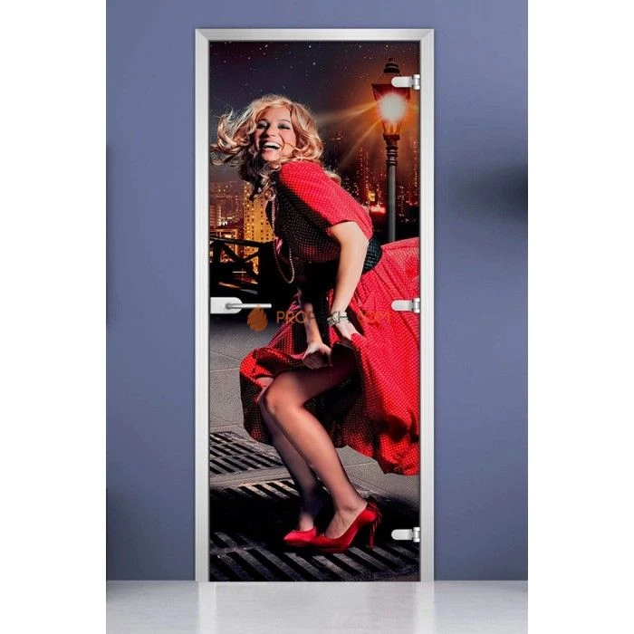 Стеклянная межкомнатная дверь DoorWood с фотопечатью Woman-19, 2000х800 мм