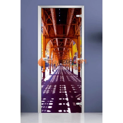 Стеклянная межкомнатная дверь DoorWood с фотопечатью City-12, 2000х800 мм