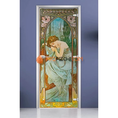 Стеклянная межкомнатная дверь DoorWood с фотопечатью Painting-11, 2000х700 мм