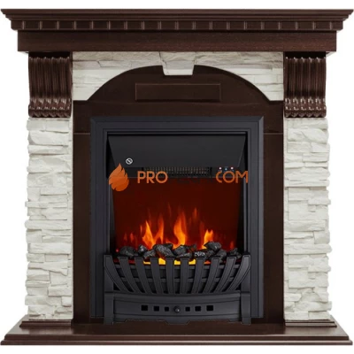 Каминокомплект Royal Flame Dublin угловой - Темный дуб / Сланец белый с очагом Aspen Black