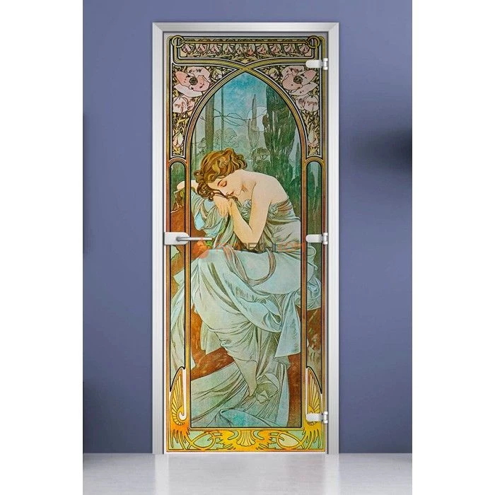 Стеклянная межкомнатная дверь DoorWood с фотопечатью Painting-11, 2000х700 мм